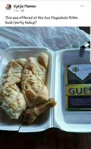 This was offered at Ace Magashule's R20 Million bday bash/party