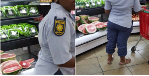 Image went viral where woman casually wears SAPS uniform while doing groceries at a retail outlet – what a humiliation to the SAPS