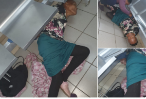 Inhumane abuse of elderly woman at the hands of hospital staff in Mamelodi Hospital - woman tied up to a leg of a chair and lying on the floor